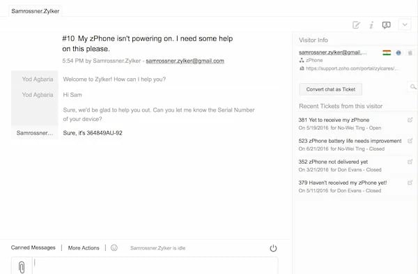 Zoho Desk Live Chat App As Seen From The Representative'S Perspective