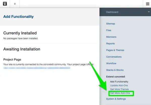 Installing Add-Ons From Concrete5 Marketplace Directly In Concrete5 Dashboard